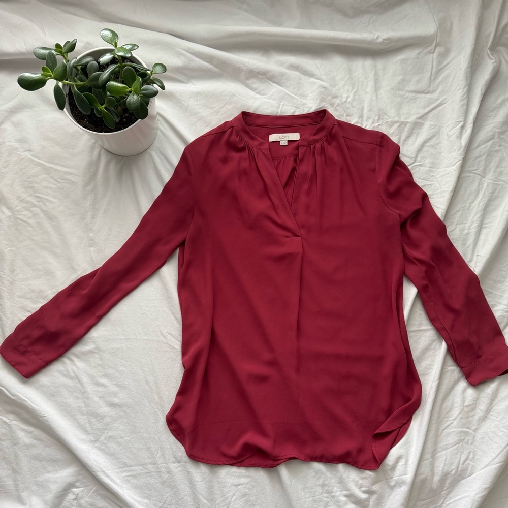 LOFT Deep Red Women's Blouse, size Medium